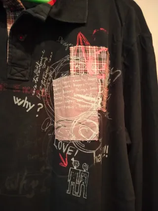 Polo Desigual manga larga hombre negro