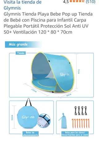 Sombrilla rayos uva bebe /Tienda de campaña Glynis