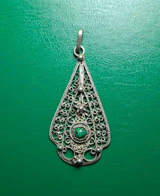 Colgante de Plata antiguo con Malaquita