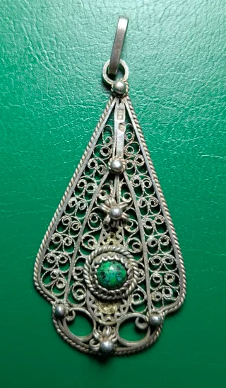 Colgante de Plata antiguo con Malaquita