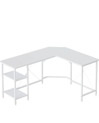 Escritorio L Blanco Metal y Madera