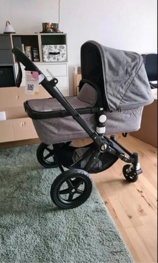 coche para bebé de 3 piezas ,negro y gris