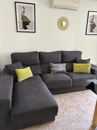 Chaiselongue tela marrón/gris Medidas por privado