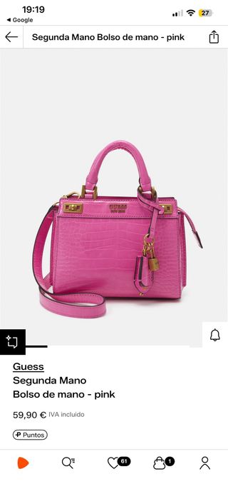 Bolso Guess Rosa Cocodrilo