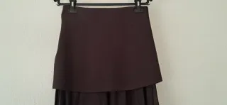 Falda Zara Gasa Plisada Marrón TS