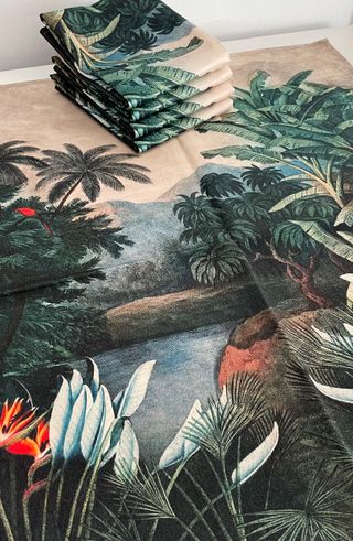 Set 5 Tappeti in Tela Tropical Vintage 94x77cm