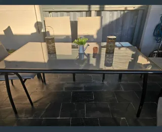 Tavolo da Giardino 6 Posti in Vetro Temperato