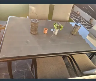 Tavolo da Giardino 6 Posti in Vetro Temperato