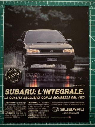 Pubblicità Subaru Legacy 1991 Vintage