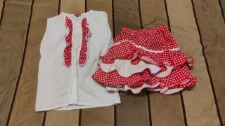 Conjunto Flamenco Niña Rojo y Blanco