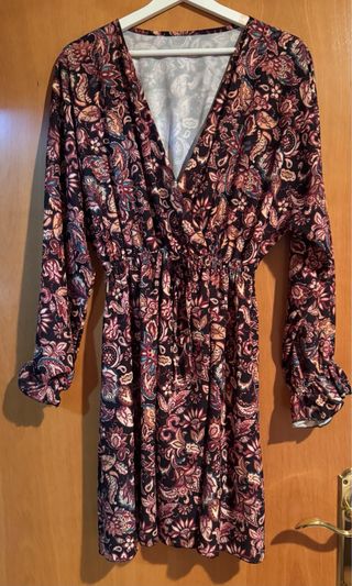 Vestido estampado floral manga larga