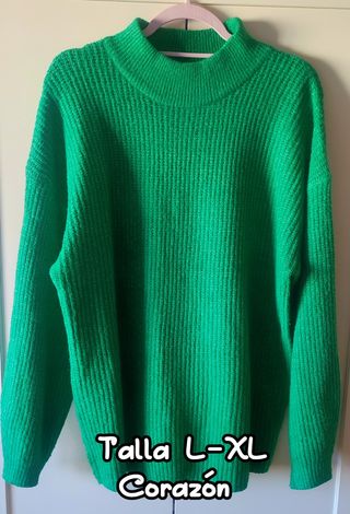 Rebajado Jersey punto mujer Talla L-XL verde