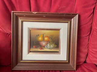 Quadro di frutta con cornice in legno