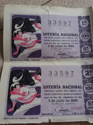 Billetes Lotería Nacional Antiguos