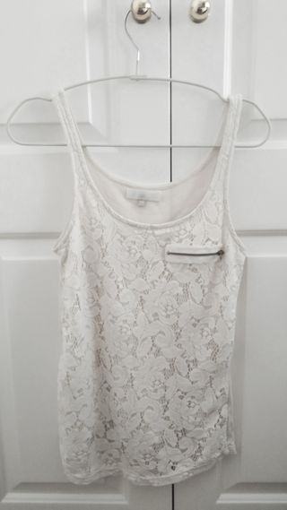 Camiseta encaje Bershka blanca