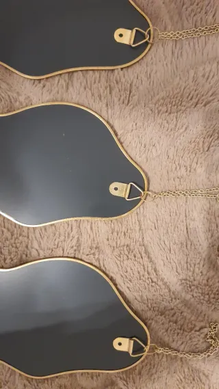 Set di 3 Specchi Decorativi Nuvole Dorate