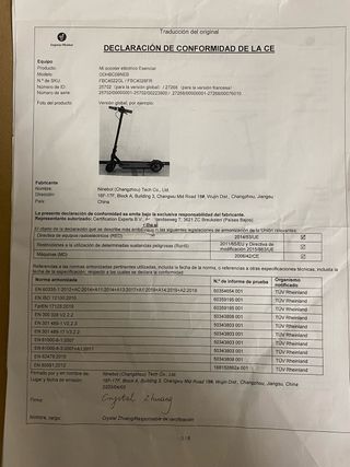 Patinete Eléctrico Xiaomi Esencial dañado