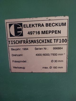 Fresadora Elektra TF100M para madera