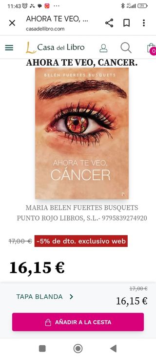 Libro Ahora te veo, Cáncer