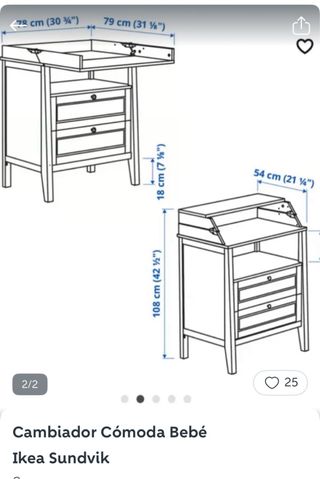 Cambiador Cómoda Bebé Ikea Sundvik