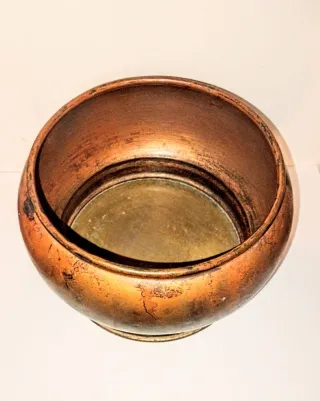 Vaso Rame Ottone Anni '70 DM 24cm H 16cm