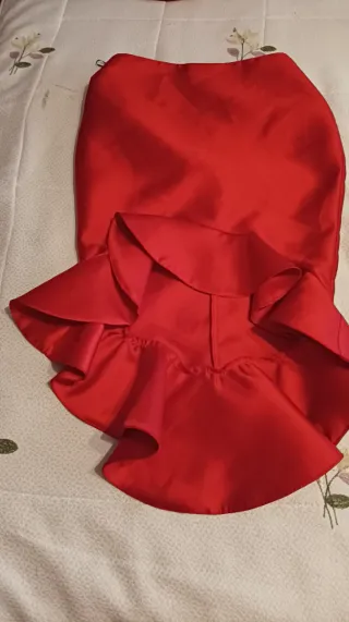 Falda roja volante talla S