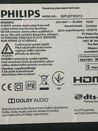 Televisión Philips 50 para reparar