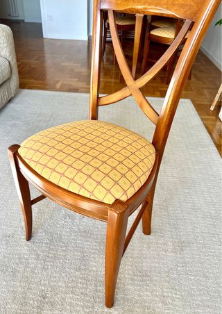 Pack 4 Sillas Madera Cerezo Tapizado Amarillo