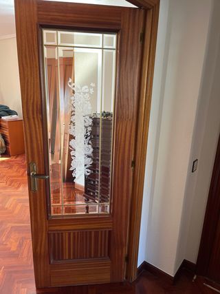 Puerta doble madera con cristal