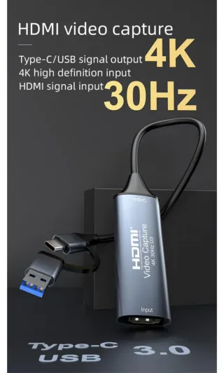 ✅Capturadora HDMI 4K 30Hz USB-C/USB 3.0✅