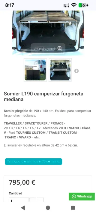 Somier likecamper L190