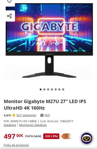 Monitor Gigabyte M27U UHD 4K 160Hz
