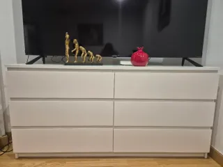 Cómoda de madera blanca 6 cajones