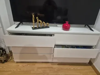 Cómoda de madera blanca 6 cajones