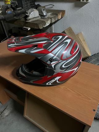 Casco Motocross CAN Rojo y Gris