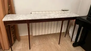 Mesa recibidor mármol y madera