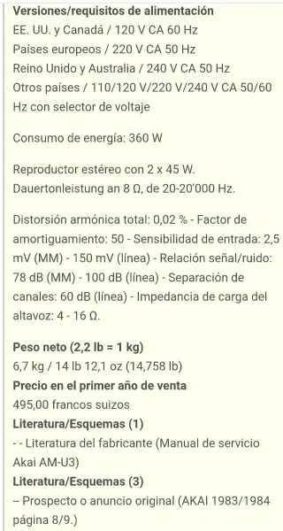 Amplificador Akai AM-U3 Plata