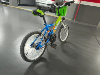 Bicicleta per bambini verde e blu da 14 pollici