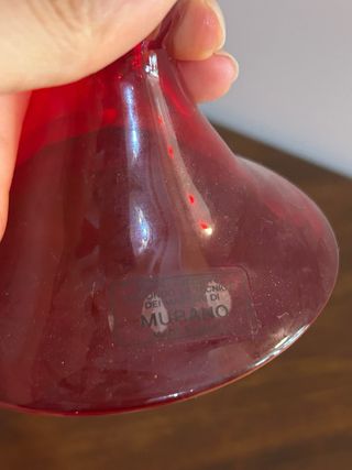 Coppa in vetro di Murano rossa e bianca