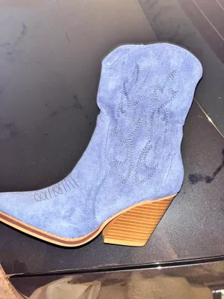 Botines de ante azul mujer - Talla 37