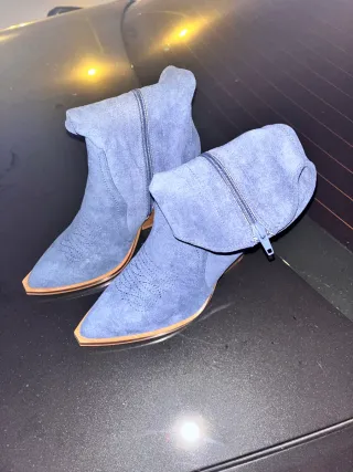 Botines de ante azul mujer - Talla 37