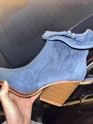 Botines de ante azul mujer - Talla 37