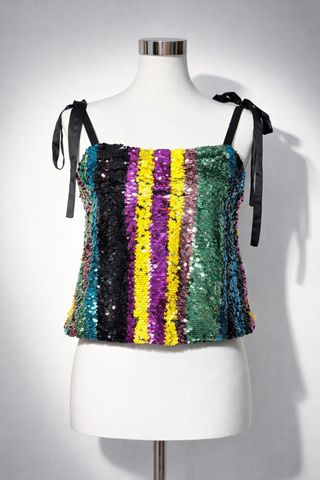 Top lentejuelas ZARA Trafaluc multicolor XS