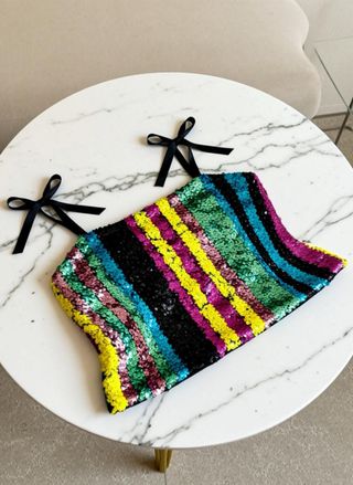 Top lentejuelas ZARA Trafaluc multicolor XS