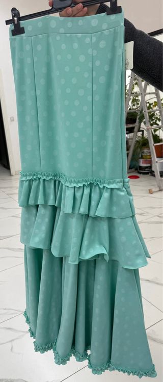 Falda flamenca azul con lunares