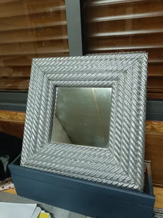 Cornice specchio vintage in legno e metallo