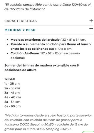 Cuna y colchón  Doco blanca