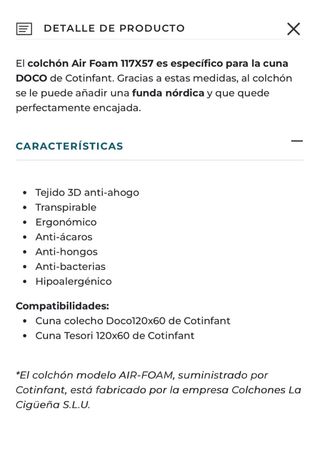 Cuna y colchón  Doco blanca