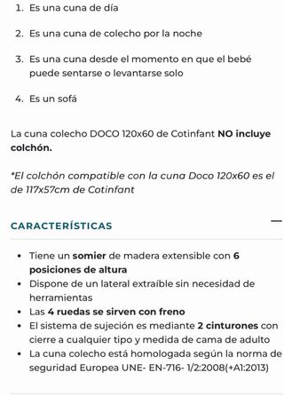 Cuna y colchón  Doco blanca