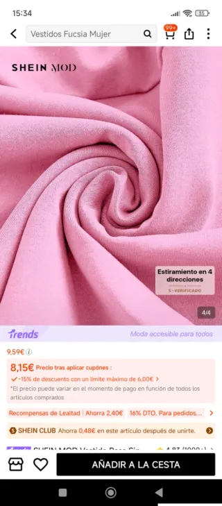 Vestido rosa SHEIN MOD